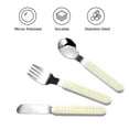 thumbnail image 3 of Cauagu Lemon Yellow Checkboard Print 3-Pieces Toddler Cutlery Set , Kids Silverware Set with Spoons Forks & Knife Stainless Steel Utensils for Kids Dishwasher Safe, 3 of 8
