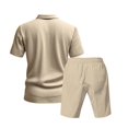 thumbnail image 5 of NAFUU Men's 2 Piece Outfit Mens Summer Suit Loose Casual Breathable Shirt Short Sleeve Shorts Linen Suit Casual Vacation Clothes, 5 of 9