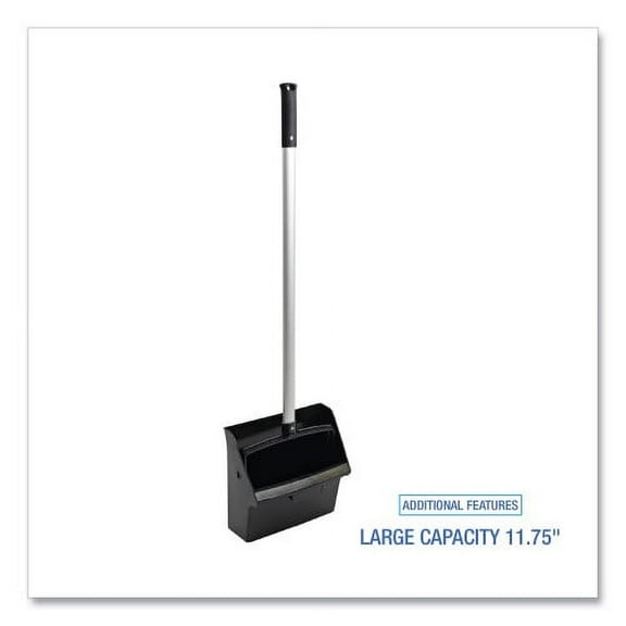 Boardwalk Lobby Dust Pan, 11.75 x 37, 34" Handle, Plastic/Aluminum, Black, Each