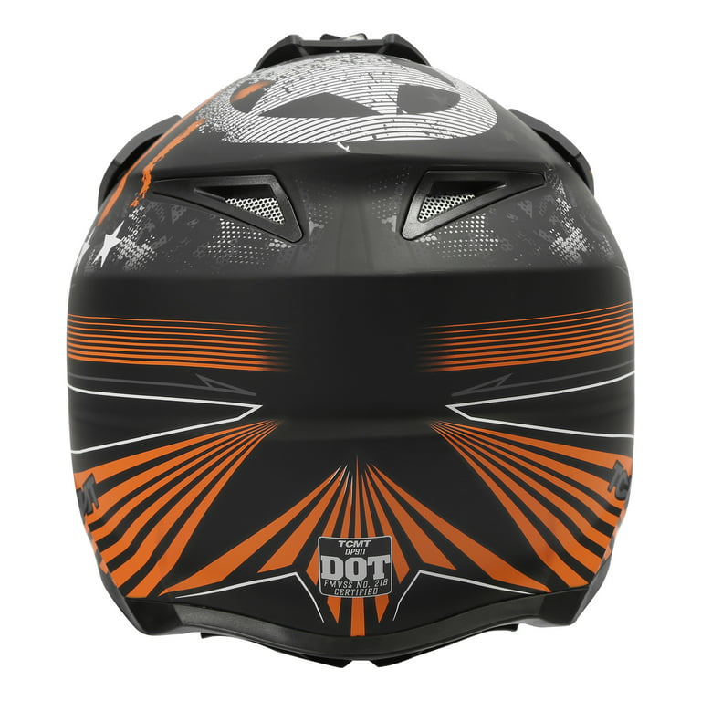 TCMT DOT Dirt Bike Helmet Full Face Adult Motorcross Helmet for Atv Offroad  Street Dirt Bike Black Orange Star L Size 