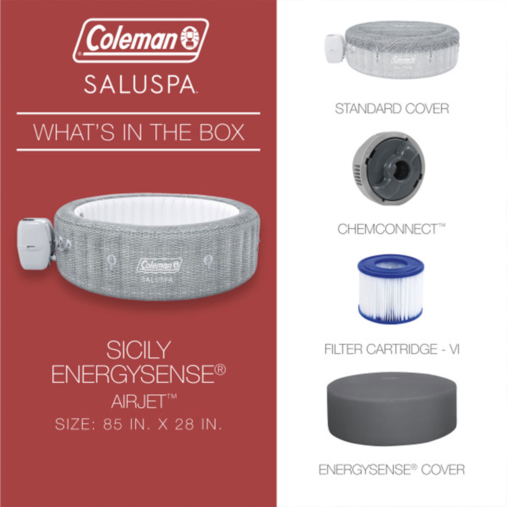 Bestway Coleman Sicily AirJet Inflatable Round Hot Tub with 4 SaluSpa Non-Slip Seat