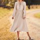 thumbnail image 4 of Vestido Estampado de puntos Cambio lindo Color sólido Mujer con cordones Traje diario Ygjytge Beige T XXL para Mujer, 4 of 5