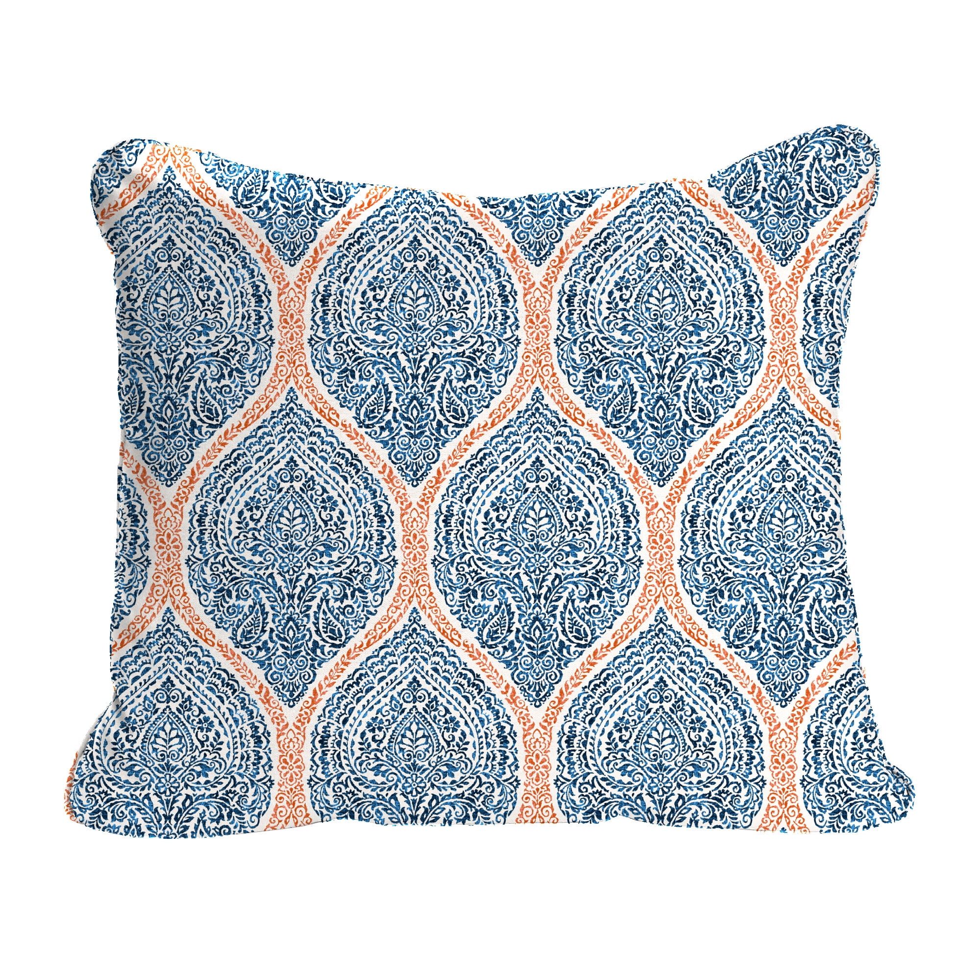 Jordan Manufacturing 21" x 24" Andorra Tiger Lily Navy Damask Rectangular Outdoor Deep Seat Chair Back Cushion with Welt