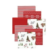 Little Treasure Hudson Baby Cotton Poly Flannel Receiving Blankets 7-Pack, Red Christmas Forest, 30x30 inches