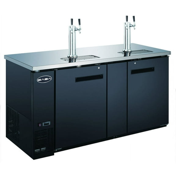 Heavy Duty Commercial 2 Tap Black Beer Dispenser (27" depth 69" length)