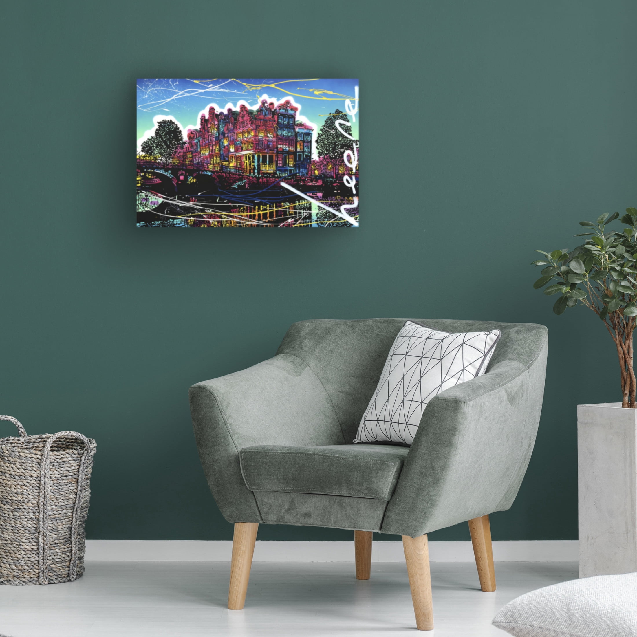Canvas Wall Art - Ray Heere 'Colorful Cityview of Brouwersgracht In Amsterdam' Wall Art for Living Room, Bedroom, or Office Décor by Trademark Fine Art - 19 x 12 Inches