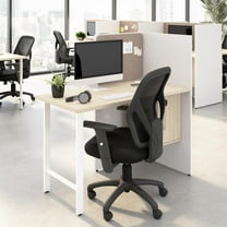 Hustle 48-inch Office Cubicle Desk with Storage in White/Elm - Engineered Wood