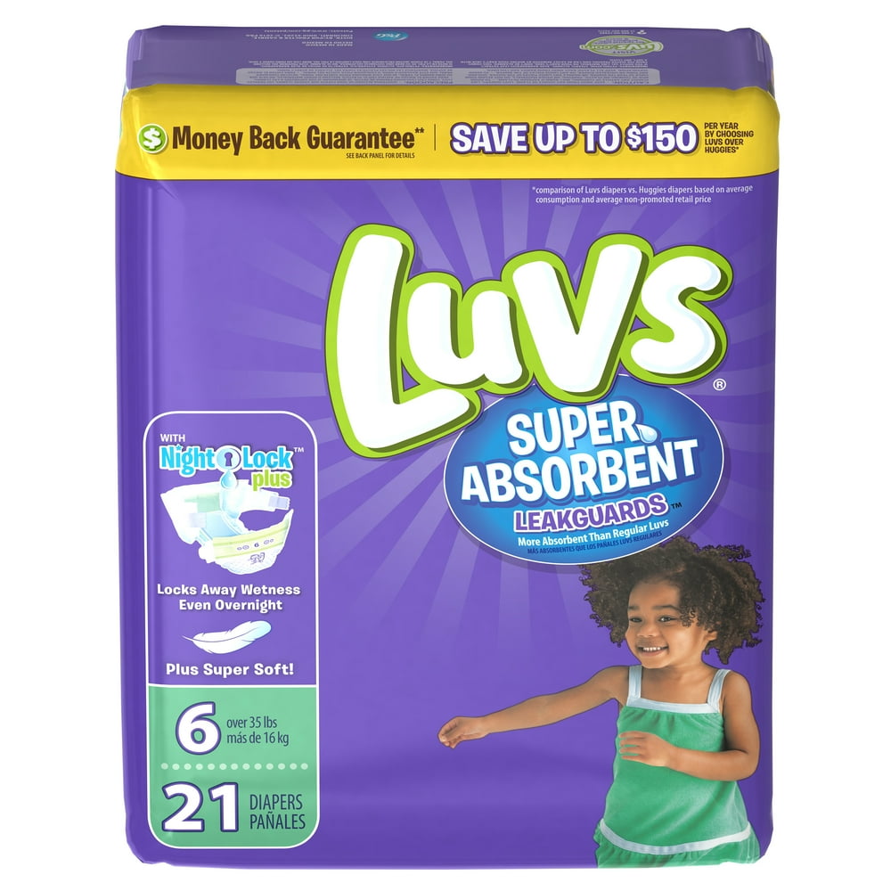 Luvs Super Absorbent Leakguards Newborn Diapers, Size 6, 21 Count