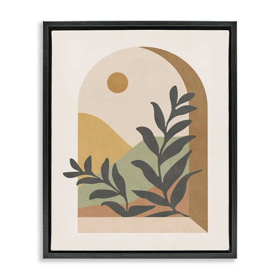 Stupell Industries Soft Boho Window View Landscape & Nature Painting Black Floater Framed Canvas Art Print Wall Art, 17 x 21