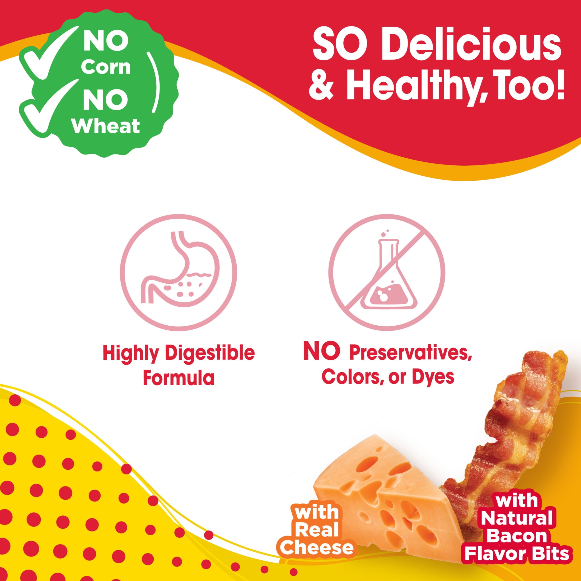 Nylabone Nubz Flavor Bursts Natural Dog Treats for Small Dogs, Bacon & Cheese Flavor Dog Bones, Small - Up to 30 lbs., 36 Count
