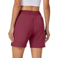 thumbnail image 2 of 5" Womens Athletic Running Shorts Lightweight Quick Dry Basic Shorts Workout Gym Shorts with Pockets Burgundy L, 2 of 6