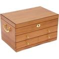 thumbnail image 3 of Fichiouy Wooden Jewelry Box 3 Layers Large Capacity W/Lock + Velvet Interior Organizer, 3 of 9