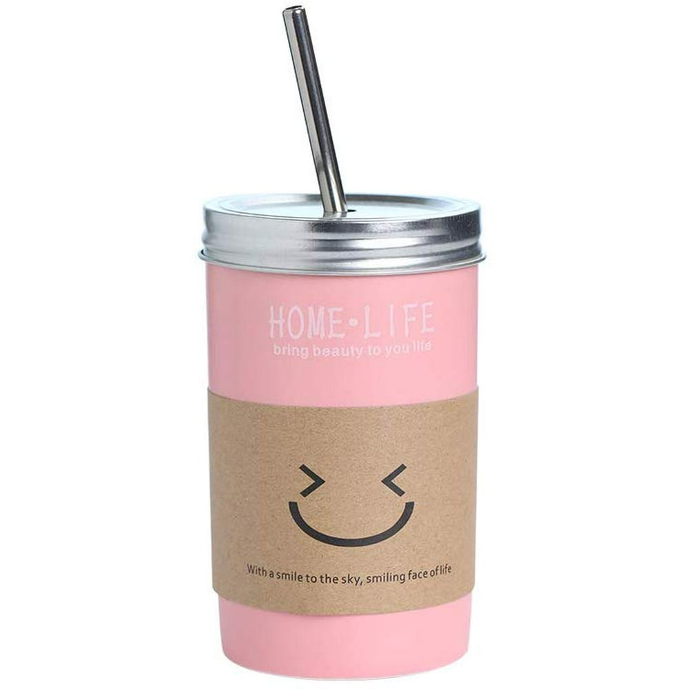 16oz Ceramic Tumbler with Lid and Straw, Coffe Tea Milk Juice Mug