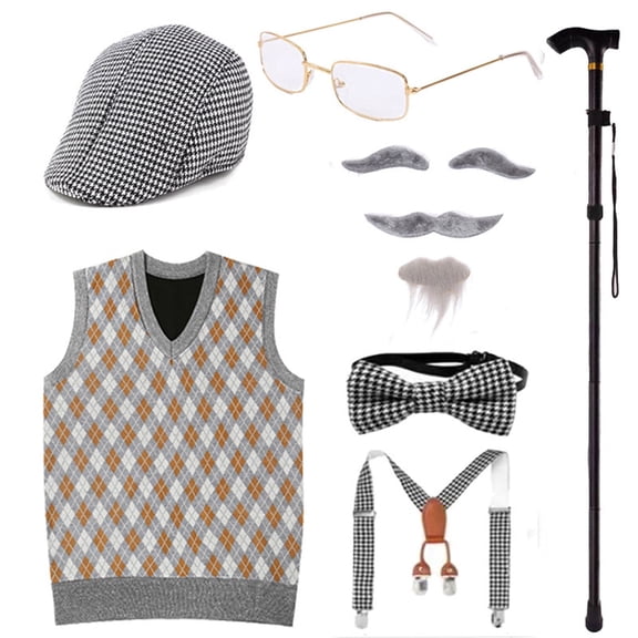 KAWELL Gentleman Costume for Children with Hat and Cane, Boys S 5-7 years