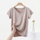 thumbnail image 3 of Mujeres Manga Corta Tops Casual, Color Sólido Cuello en V, Camiseta Casa Blusas para Mujeres, 3 of 7