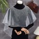 thumbnail image 3 of 1 chal de tul blanco con perlas para vestido de novia, tirantes de tul con hombros descubiertos, tirantes de tul para decoración de vestido de novia., 3 of 5