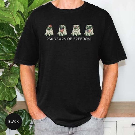 Funny Patriotic Pug T-Shirt for Men Women, Vintage USA Dog Graphic Tee, Pug Lover Gift Shirt