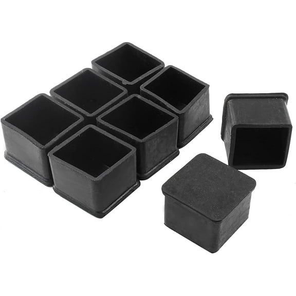 8 Pcs Square Chair Leg Caps Anti-Slip Rubber Chair Tips Black Table Chair Leg Floor Protectors 1-1/2" x 1-1/2" (38mm x 38mm)