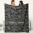 thumbnail image 2 of ized Name Bat Blanket - Text/Name, Soft Flannel Bedspread with Bat Silhouettes & Grey/Green Camo-like Pattern, All-Season Cozy Gift & s, Machine Washable Bed, Sofa, Office Throw (Halloween/Christmas), 2 of 10
