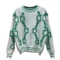 thumbnail image 4 of Lovskoo 2024 Sweaters for Women Plus Size Long Sleeve Patchwork Short Knitted Sweater Casual Trendy Pullover Tops White, 4 of 5