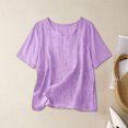 thumbnail image 2 of TAGOLD Womens Short Sleeve Round-Neck Blouses & Shirts Solid Color Round Neck Loose Half Sleeve Top, 2 of 4