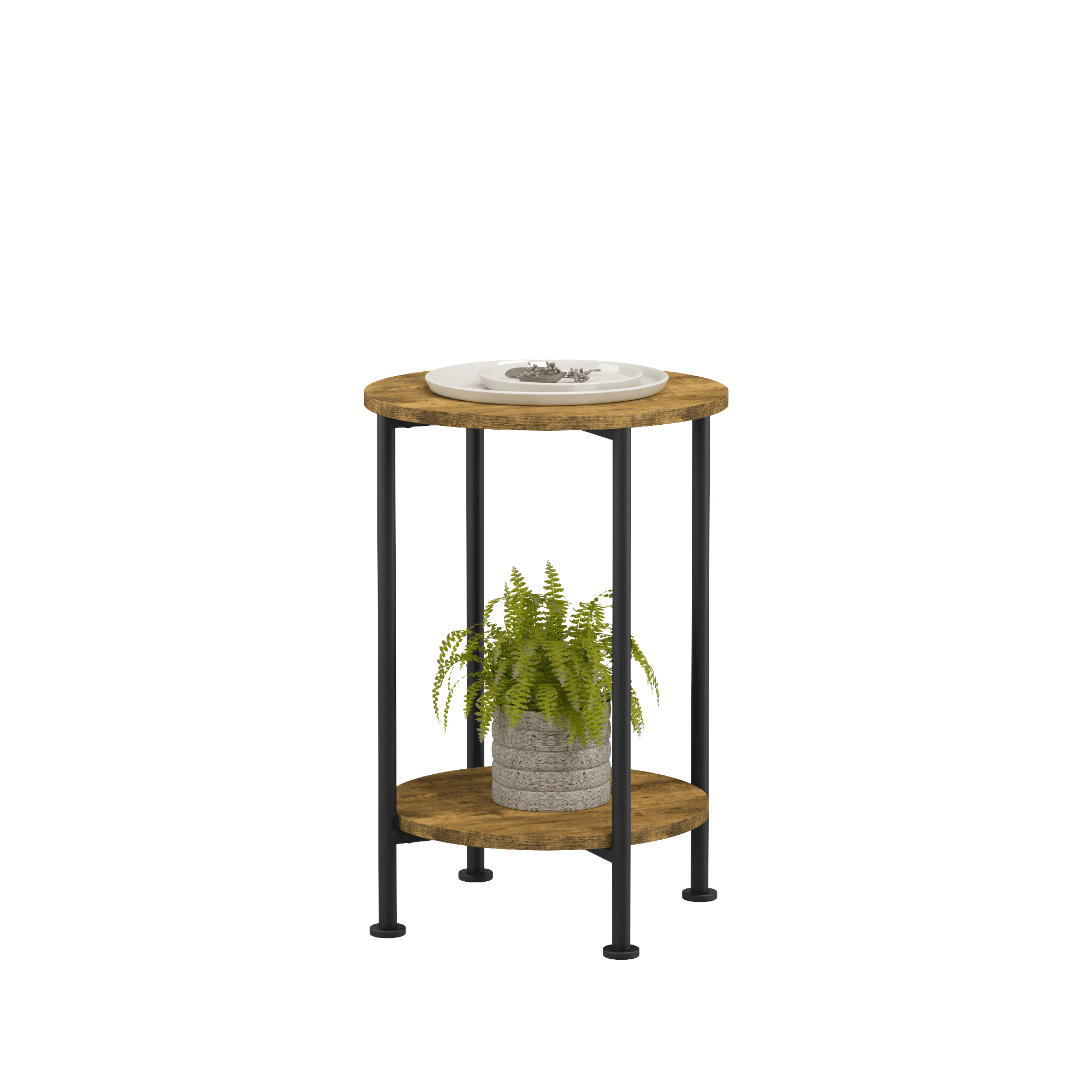 Mintazer 3-Piece Round Coffee Table & End Table Set, Farmhouse Sofa Table and 2 Side Table with Storage for Living Room, Rustic Brown