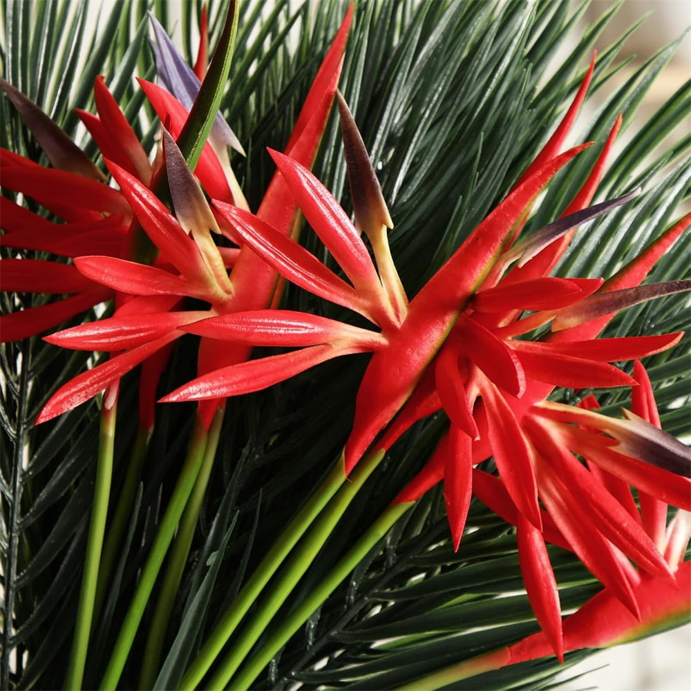 NOGIS Artificial Flowers 10 Pcs Bird of Paradise 22.4" Permanent Flower,Strelitzia Tropical Imitation Plant Flower Bouquets for Office Home Party Decorations,Arrangement Potted Plants (Red)