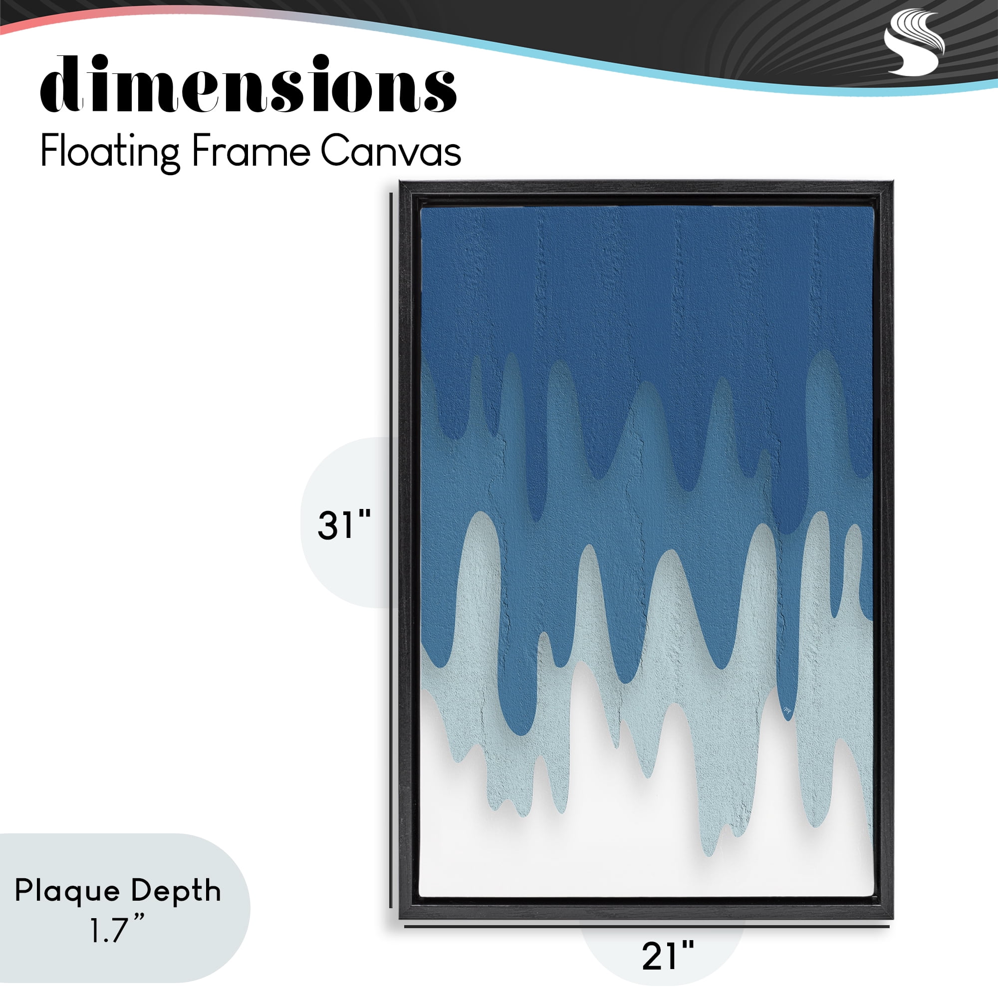 Stupell Industries Water Wave Fluid Contour Black Framed Floater Canvas Wall Art, design by Martina Pavlova