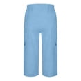 thumbnail image 4 of Lumtrix Cargo Capris For Women With Pockets Summer Casual Loose Capri Pants Plus Size High Waisted Work Button Down Cropped Pant Light Blue 2XL, 4 of 7