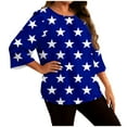 thumbnail image 2 of Hrsba Tops for Women Trendy,Women Star Print Casual 3/4 Sleeve Crewneck Summer Plus Size Daily Wear Blouse Tops, 2 of 6