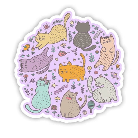 Cute Cats - 3" Vinyl Sticker - For Car Laptop I-Pad Phone Helmet Hard Hat - Waterproof Decal