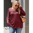 thumbnail image 3 of Zeagoo Womens Plus Size Long Sleeve Tops Fall Crewneck Shirts Pleated Design Casual Dressy Blouses, 3 of 5