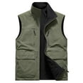 thumbnail image 1 of Men's Solid Fashion Zipper Standing Collar Sleeveless Vest with Pockets for Casual and Office Wear, 1 of 3