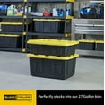 thumbnail image 4 of CX BLACK & YELLOW, 15-Gallon Heavy Duty Tough Storage Container & Snap-Tight Lid, (9.5"H x 20.6"W x 30.6"D), Weather-Resistant Design and Stackable Organization Tote [5 Pack], 4 of 9