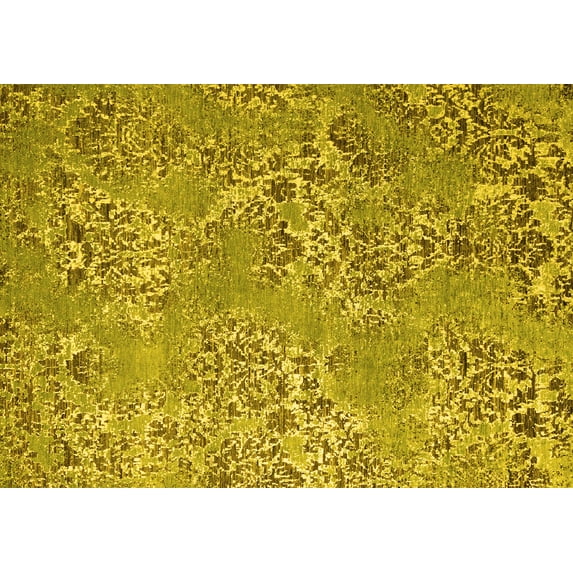Ahgly Company Machine Washable Indoor Rectangle Abstract Yellow Modern Area Rugs, 2' x 4'