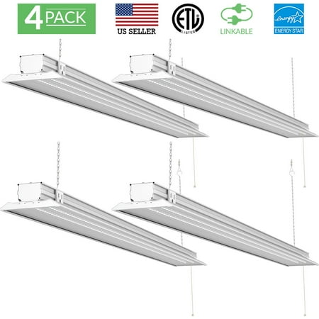 sunco 4 pack flat shop light utility led 40w 300w 4500 4500 lumen shop light