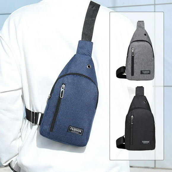 Pequeña bandolera, bolso bandolero para hombres, mujer, soporte para tabletas de tela ligero y resistente al agua con correa ajustable, orificio para auriculares 30x17x5,5cm