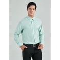 thumbnail image 3 of Men's Dress Shirts Mint Green Gingham Long Sleeve Button Down Shirts with Pocket for Casual 3XL, 3 of 8