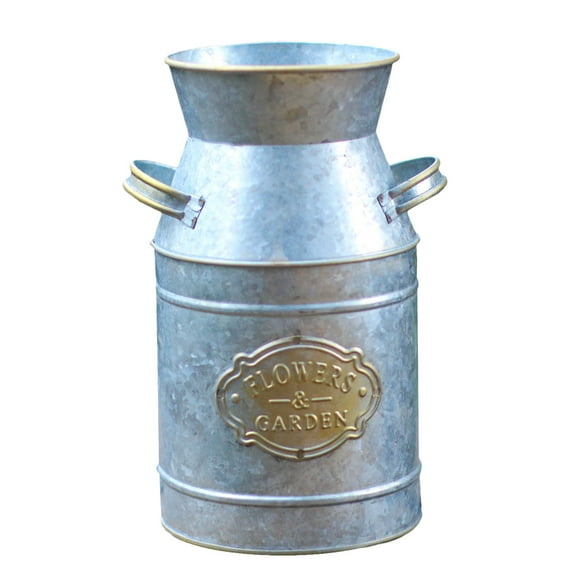 Classic Galvanized Metal Can Vase Rustic Farmhouse Decorative Flower Bucket with Country Design for Home Decoration