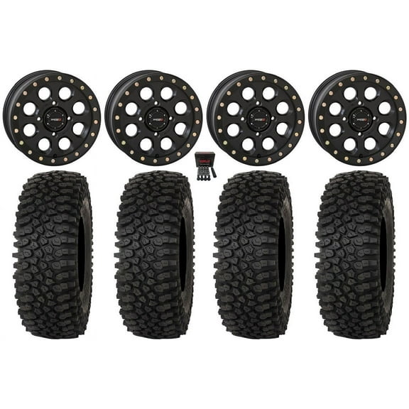 System 3 SB-7 15" Wheels Black (4 3) 33" Roctane STX Tires Sportsman RZR Ranger