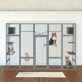 thumbnail image 2 of Demi Bonn 104" Wooden Cat House Outdoor Catio Kitty Enclosure with Super Large Enter Door, Cat Cage Condo Playpen with 6 Jumping Platforms, 2 Cat Condos, Gray, 2 of 14