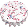 thumbnail image 2 of Cherry Blossom Tablecloth Round Spring Summer Farmhouse Floral Tablecloth Waterproof Polyester Washable Flower Bird Table Cloth Table Cover for Home Party Picnic 60 Inch, 2 of 6