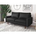 thumbnail image 3 of Pemberly Row Contemporary Faux Leather Living Room Sofa in Black, 3 of 5