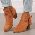 thumbnail image 3 of Oyedens Women's Dress Boots Ankle Booties Suede Bowknot Pointed Toe High Heels Short Boots, 3 of 6