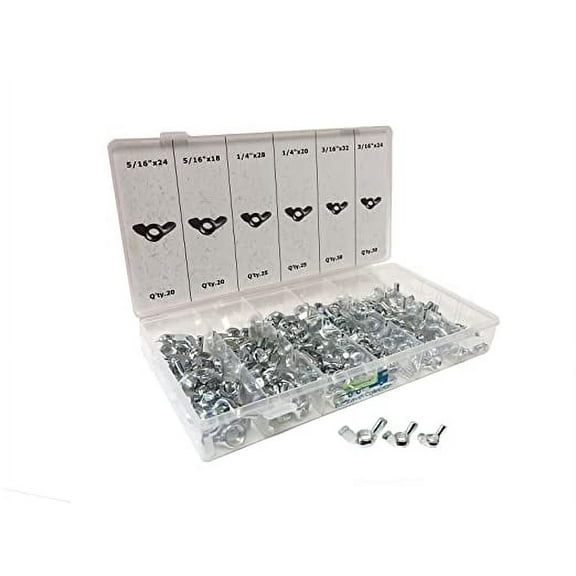 150 Piece Wing Nut Set Wingnut Assortment Pack