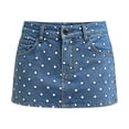 thumbnail image 4 of Unir Women Retro Polka Dot Stretch Denim Mini Skirt Mid Rise Button Zip Built-In Safety Liner Y2K Street Casual Short Bottom 1PC S-XL Plus Size Friendly, 4 of 4