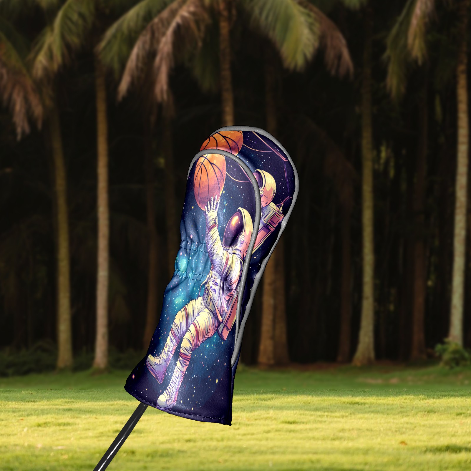 Golf Club Covers PU Leather Waterproof Head Covers for Fairway Woods Hybrids Astronaut Shooting