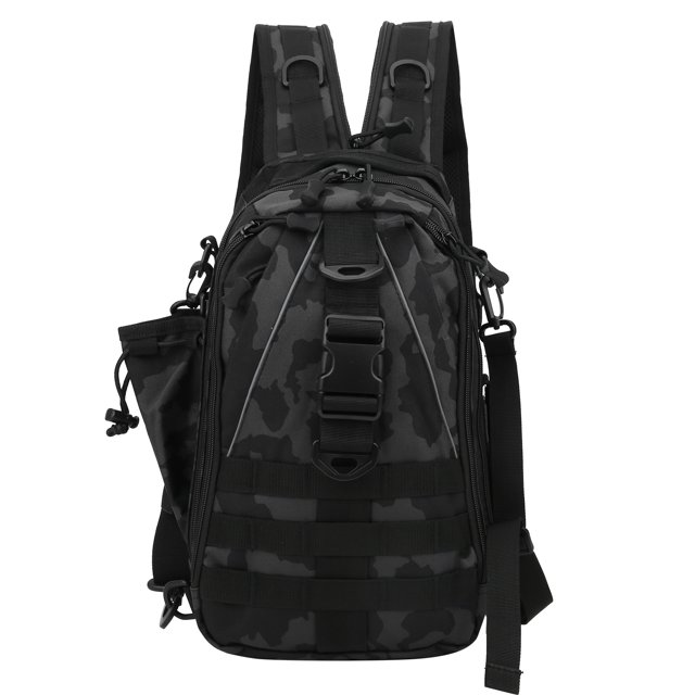 Mochila Mochila Bandolera Bandolera Pesca Montañismo Bolsa de señuelos al aire libre Camuflaje negro