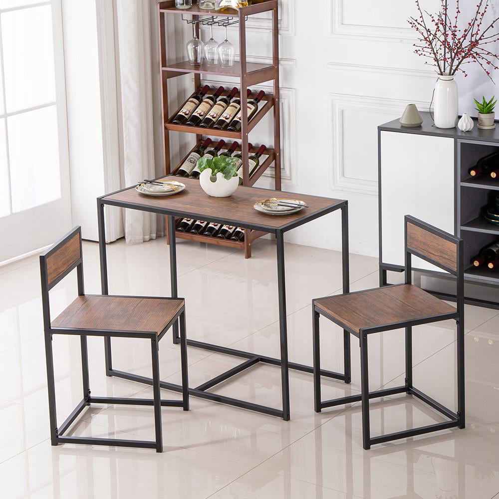 Ktaxon Industrial 3-Piece Dining Table and 2 Chair Set for Small Space