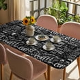 thumbnail image 3 of Black Coffee Table Cloths for 5 Foot Rectangle Tables, Farmhouses Modern Simple Cup Plants Patio Waterproof Elastic Fitted Tablecloths, Washable Rectangular Table Cover for Camping, 3 of 8